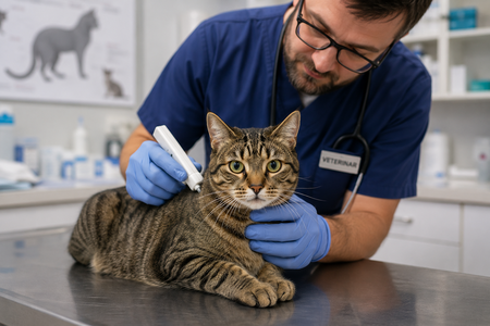 Slika: mačka pri veterinarju